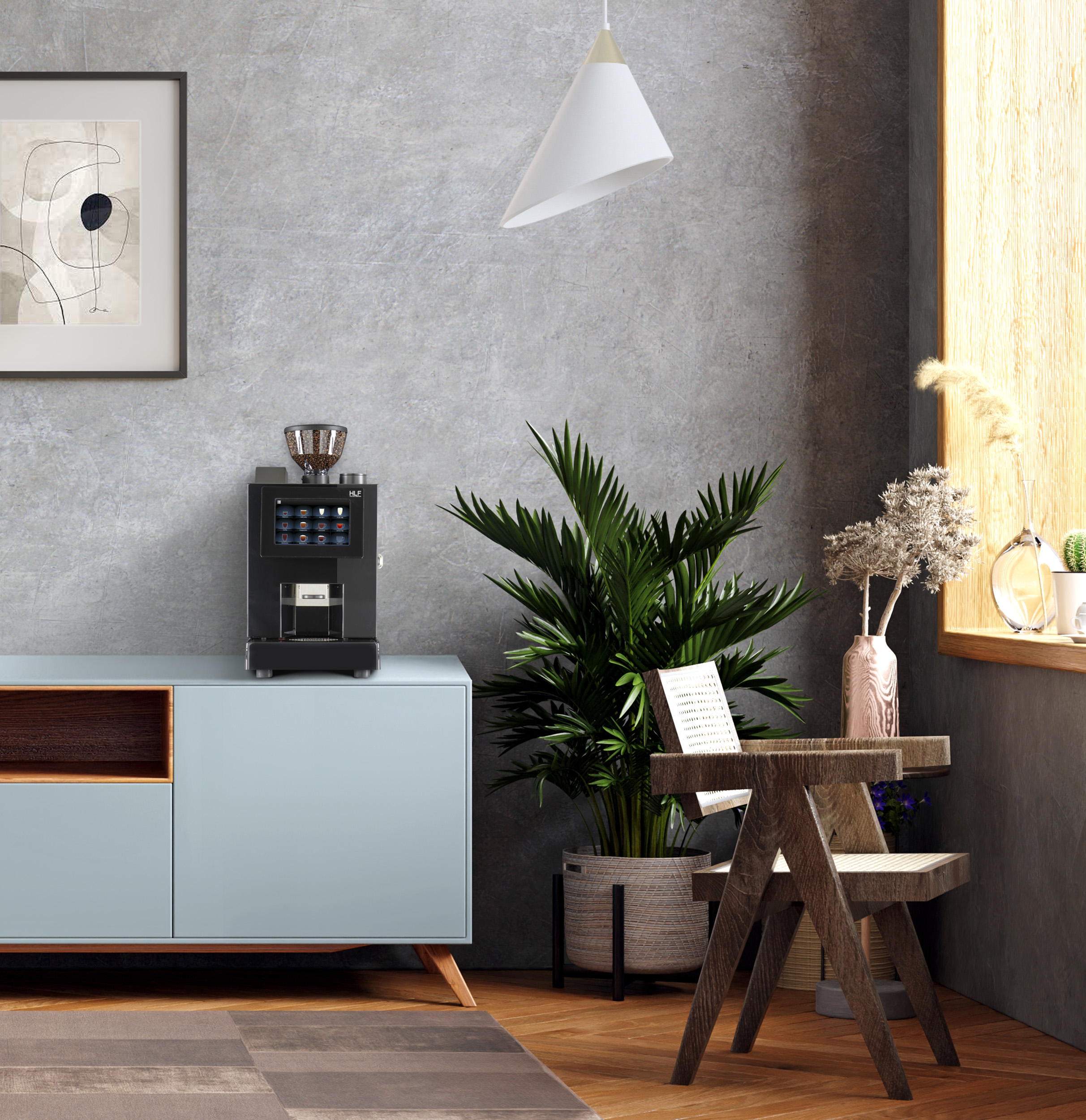 Living room interior have cabinet for tv in cement room with con